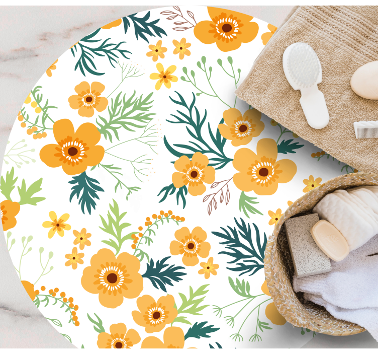 Orange flowers and leaves floral rug - TenStickers