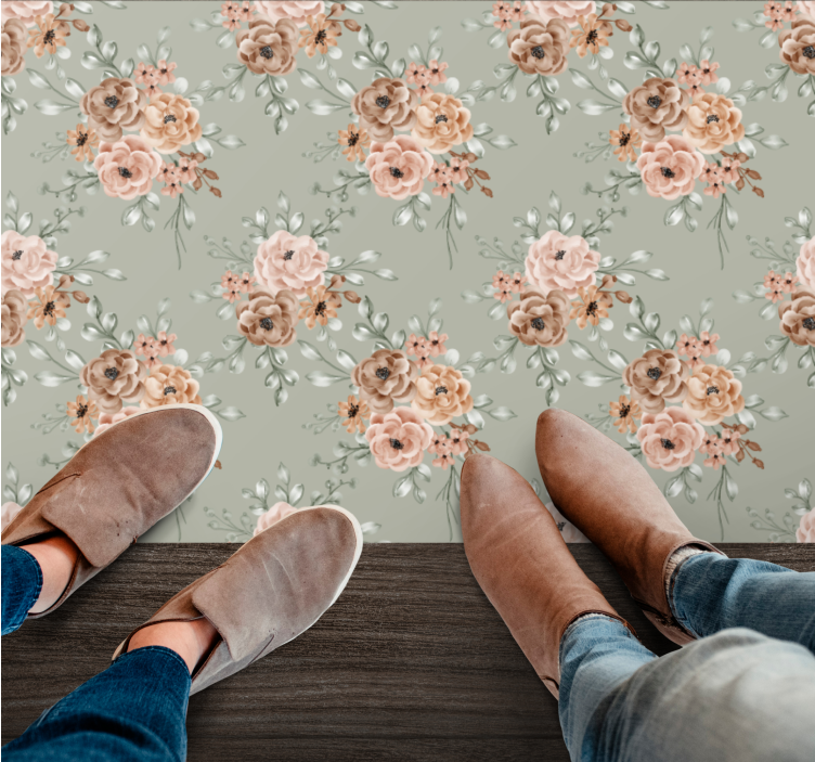 Pastel colors Pattern floral vinyl rug - TenStickers
