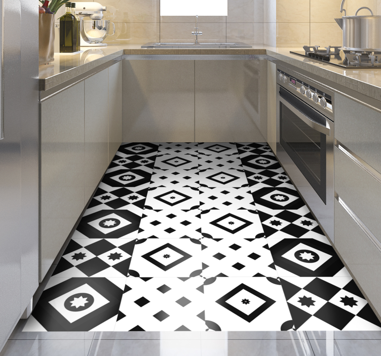 Patchwork black and white modern rug - TenStickers