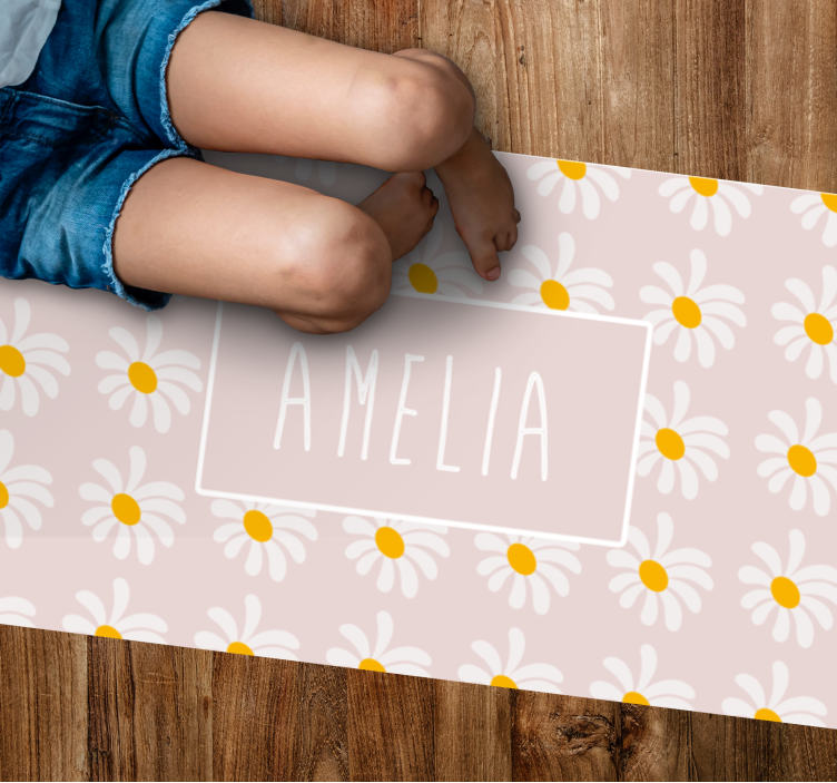 Personalized Daisy Motif custom vinyl rug - TenStickers
