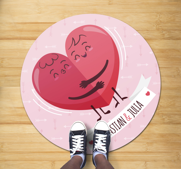 Personalized Heart Illustration custom vinyl rug - TenStickers