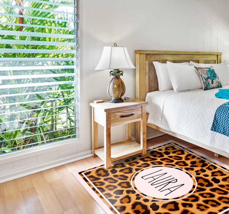 Personalized leopard animal print vinyl rug - TenStickers