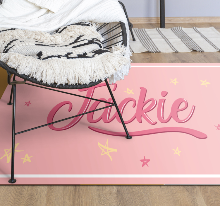 Pink name with stars teenage bedroom vinyl rug - TenStickers