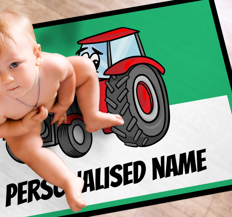 Personalized Tractor Graphic custom vinyl rug - TenStickers