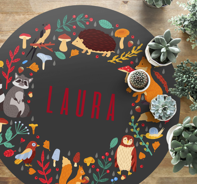 Personalized Woodland nursery vinyl rug - TenStickers