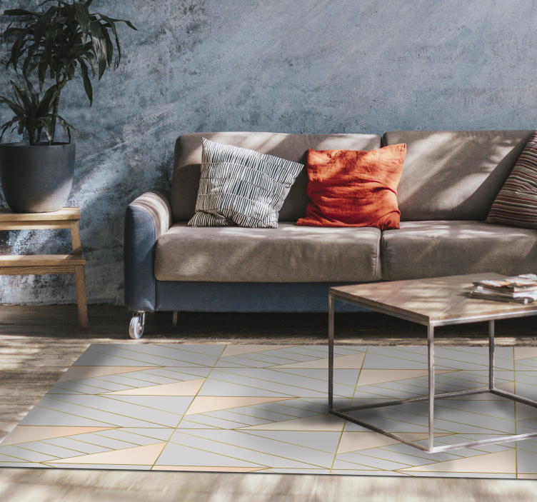 Pink and grey art deco style pattern room rug - TenStickers