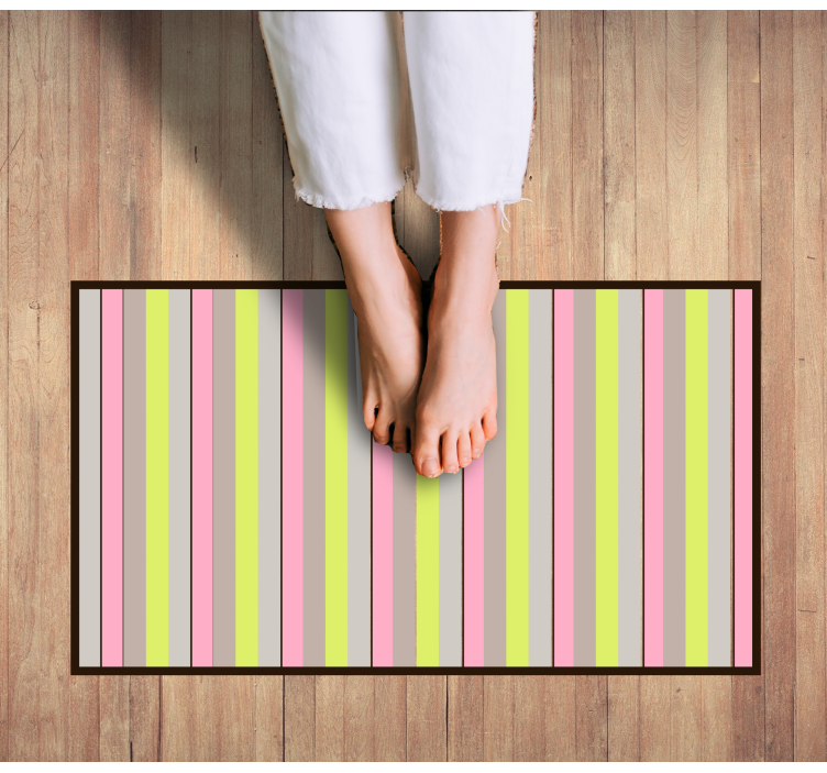 Pink and yellow vertical stripes bedroom rug - TenStickers