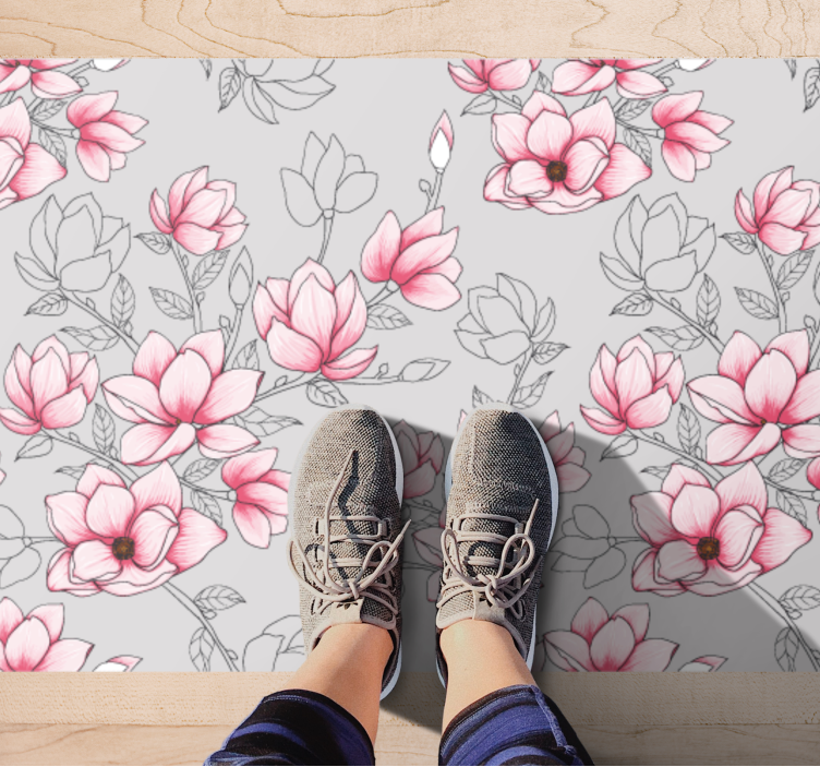 PINK BLOSSOM PATTERN floral vinyl rug - TenStickers