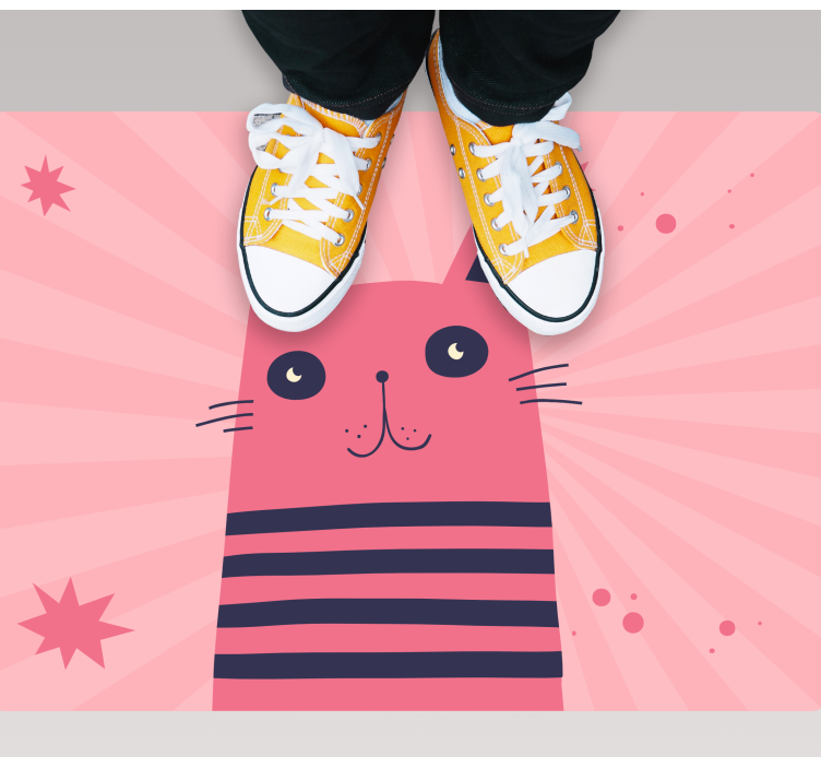 Pink cat illustration kids vinyl rug - TenStickers