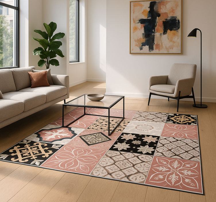 Pink cement living room vinyl rug - TenStickers