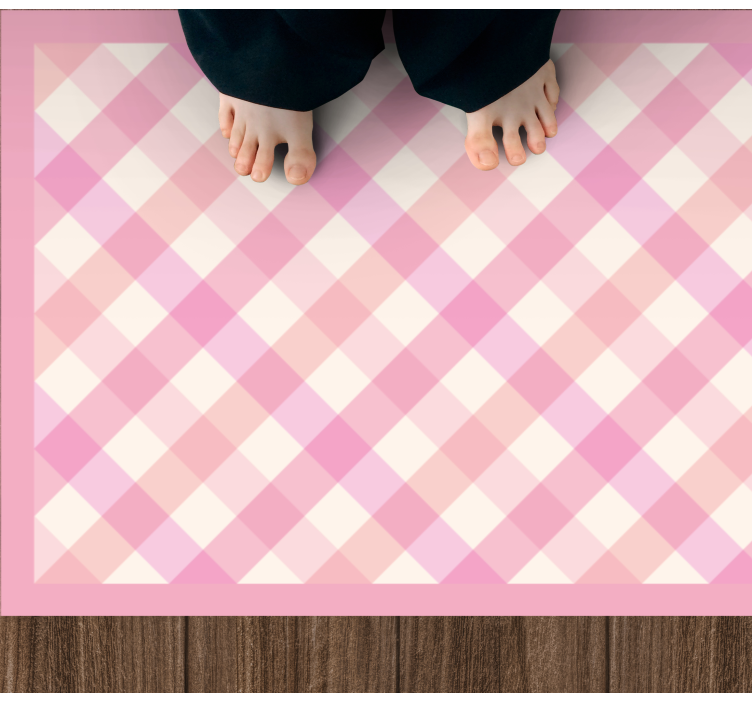 Pink Checkered Pattern stripes vinyl rug - TenStickers