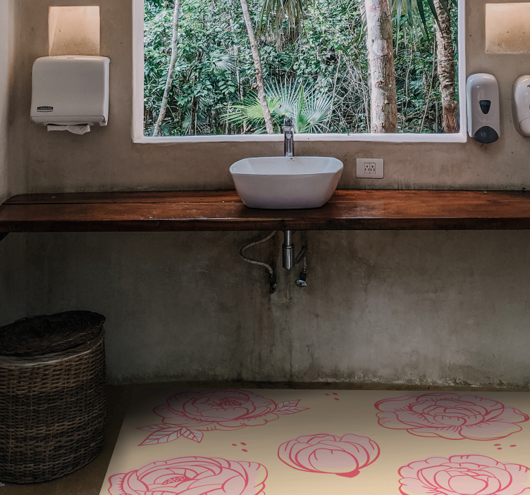 Pink Floral Arrangement floral vinyl rug - TenStickers