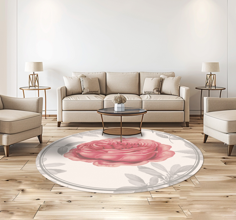 Pink rose floral living room rug - TenStickers