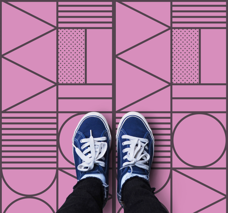 Pink shapes motif geometric vinyl rug - TenStickers