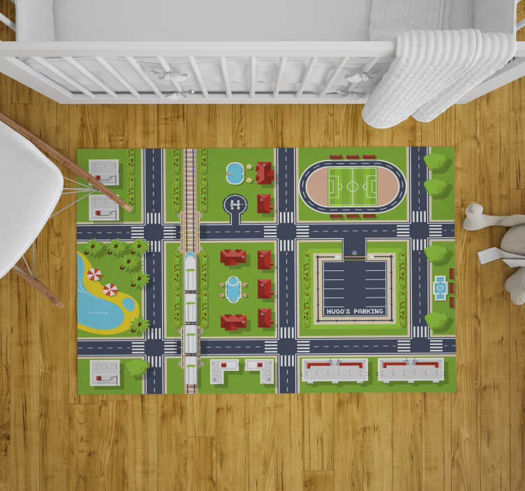 Playful Cityscape road vinyl rug - TenStickers