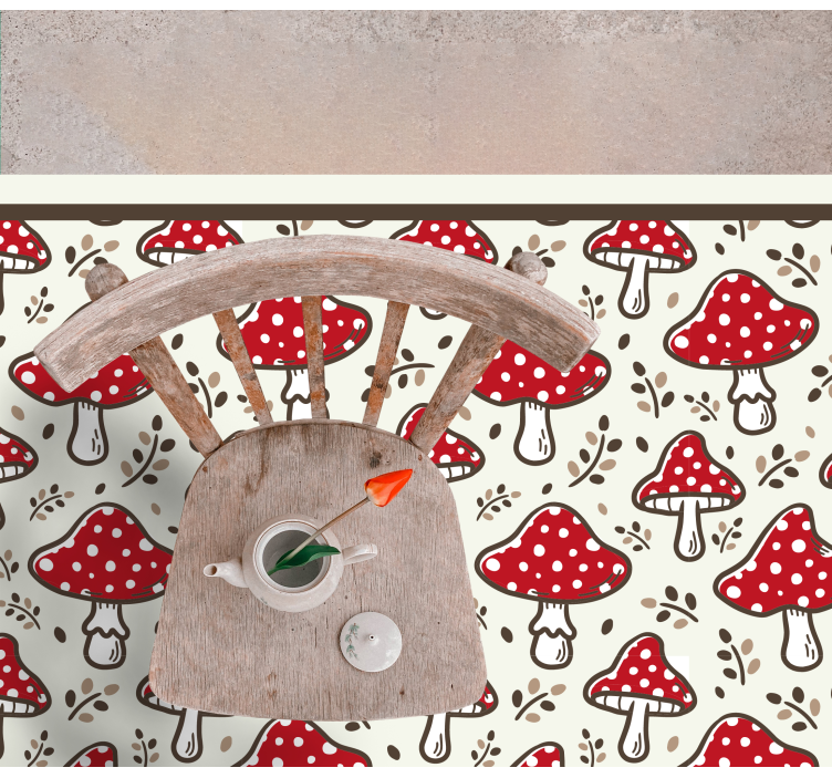 Playful Mushroom Motif nature vinyl rug - TenStickers