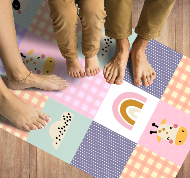 Playful patchwork kids vinyl rug - TenStickers