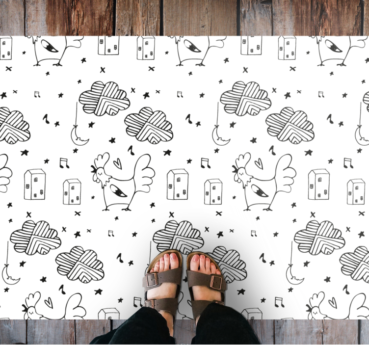 Minimalist poultry design kids vinyl rug - TenStickers