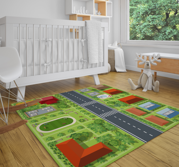 Playful townscape kids vinyl rug - TenStickers