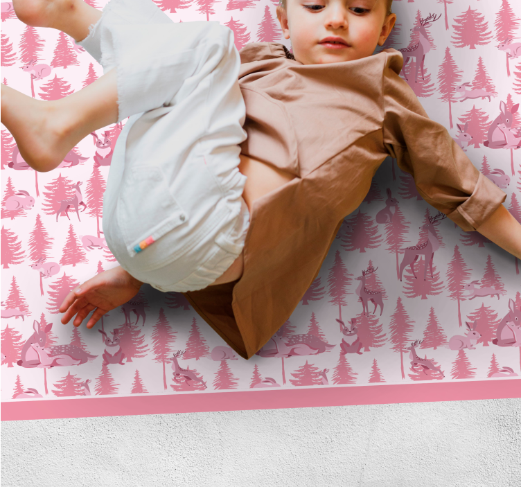 Playful Woodland Scene nursery vinyl rug - TenStickers