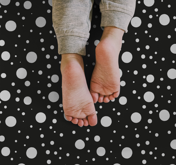 Grey and black polka dots nursery vinyl rug - TenStickers