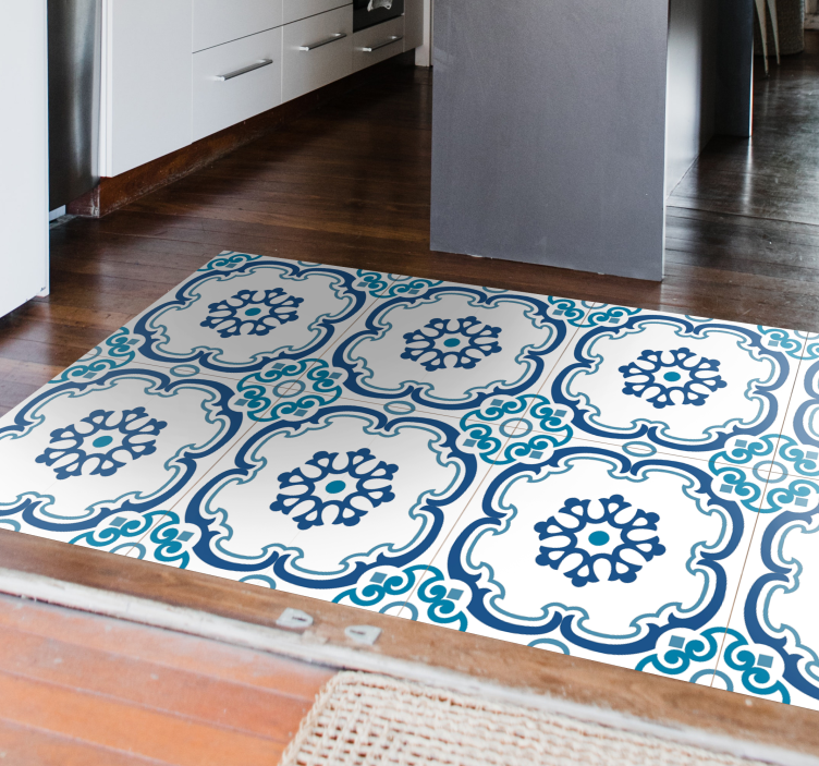 Portuguese tile pattern kitchen vinyl rug - TenStickers