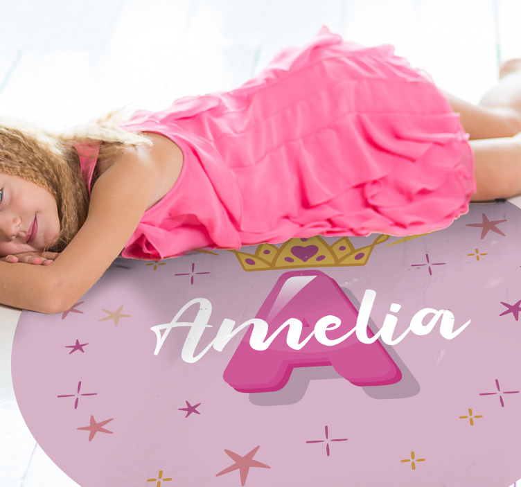 Princess personalised name kids vinyl rug - TenStickers