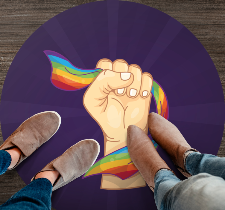 Proud Rainbow Fist teenage bedroom vinyl rug - TenStickers