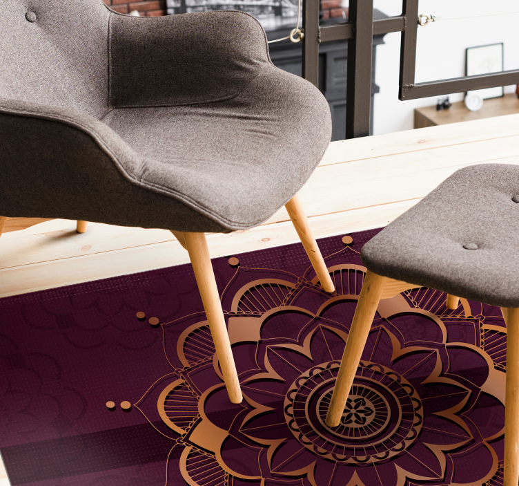Purple and Gold Mandala Vinyl rug for home - TenStickers
