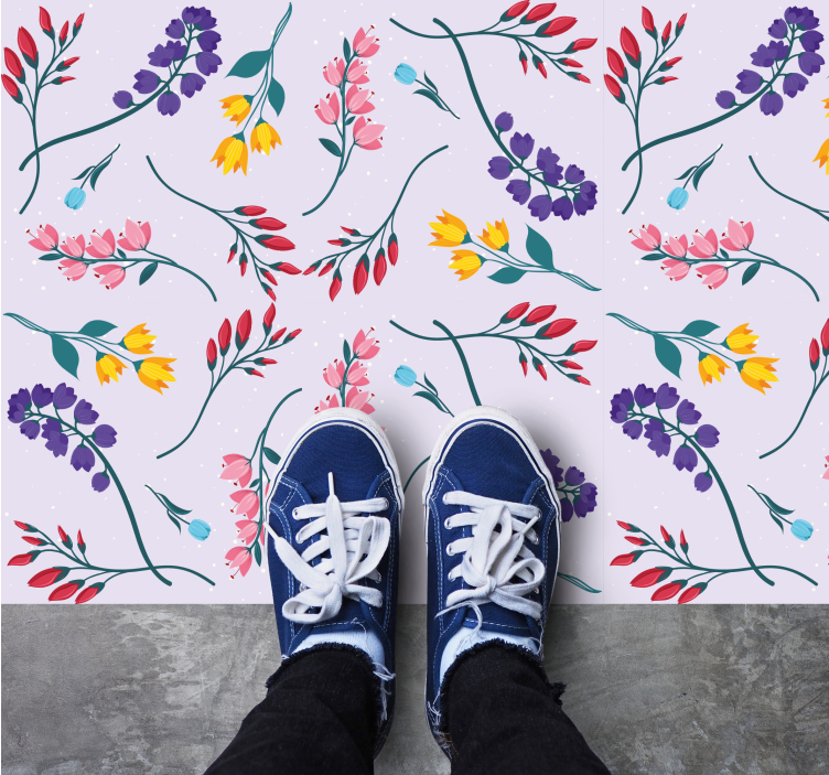 Purple subtle pattern floral vinyl rug - TenStickers