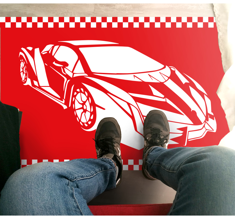 Race car theme teenage bedroom vinyl rug - TenStickers
