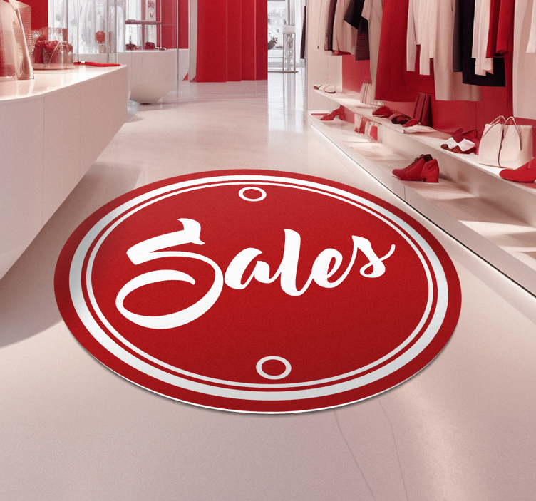 Red Circular Sales Text Circular Rug - TenStickers