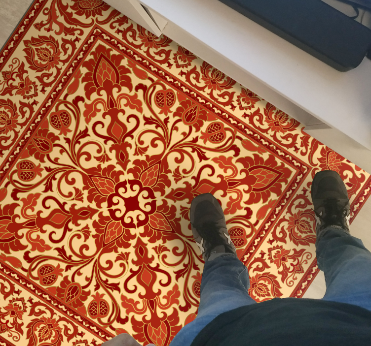 Red old-school pattern vintage rug - TenStickers