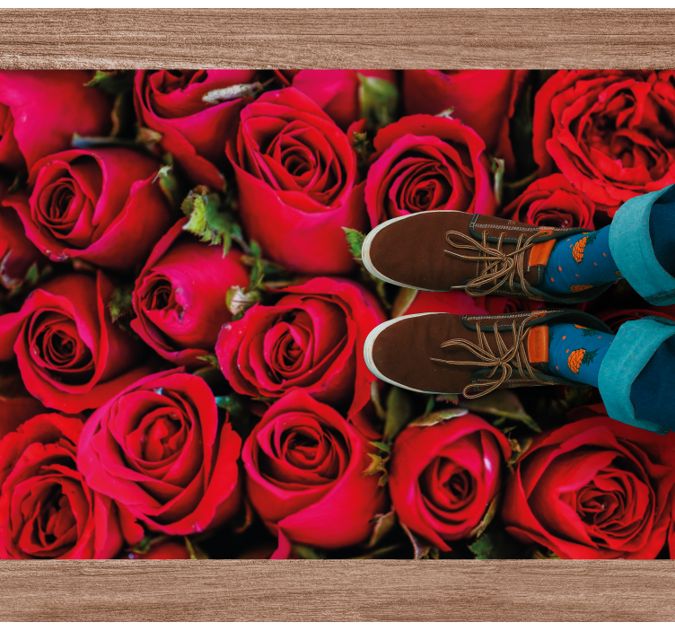 Red roses pattern nature vinyl rug - TenStickers
