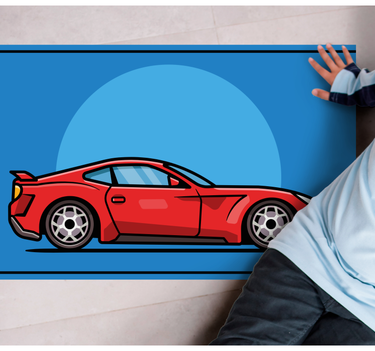 Red Sports Car teenage bedroom vinyl rug - TenStickers
