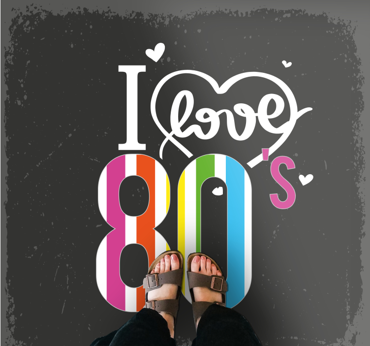 Retro 80's Love mosaic vinyl rug - TenStickers