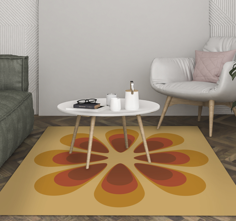 Retro Floral Shape living room vinyl rug - TenStickers