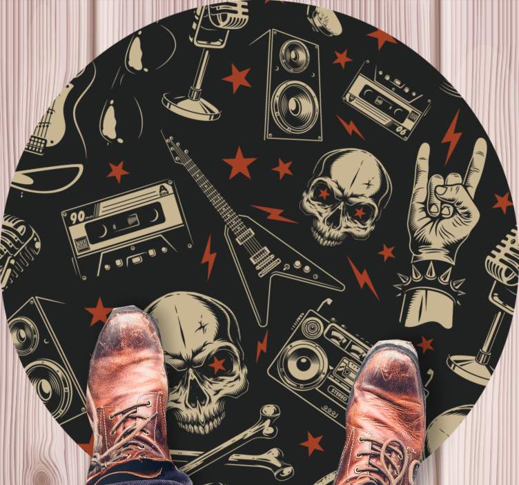 Rock Music Style teenage bedroom vinyl rug - TenStickers