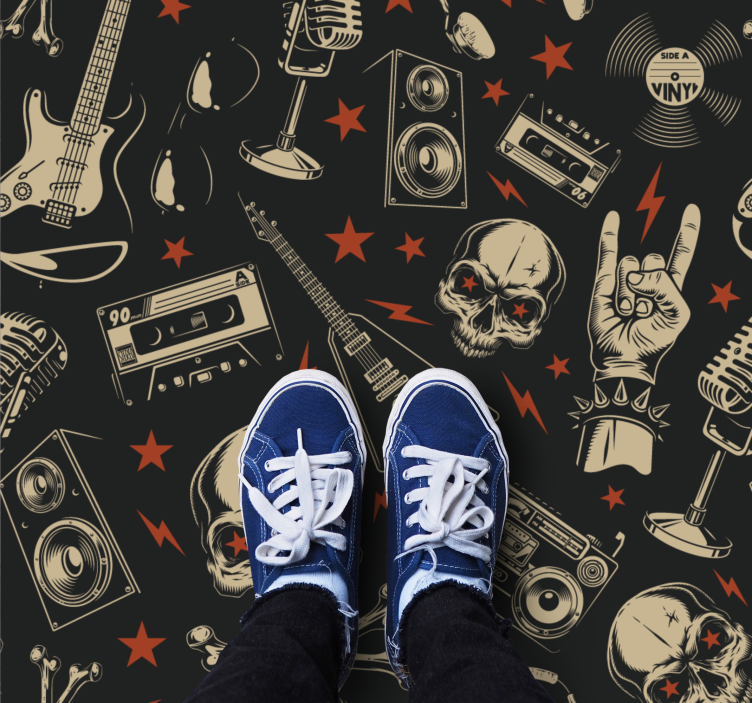 Rock Music Theme teenage bedroom vinyl rug - TenStickers