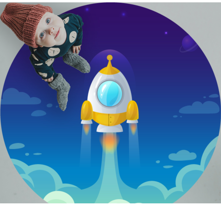 Rocket Launch Scene star vinyl rug - TenStickers