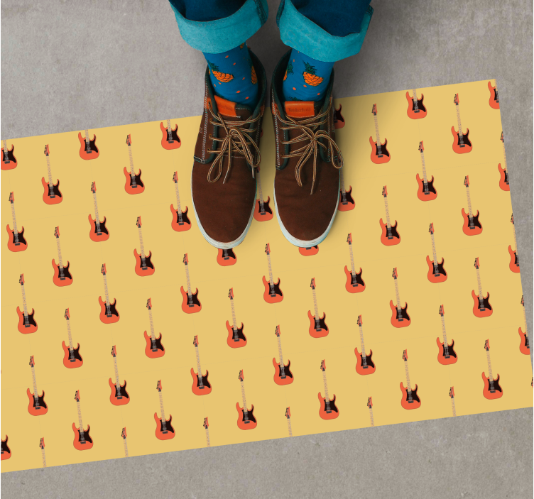 Rocking Guitar Pattern teenage bedroom vinyl rug - TenStickers
