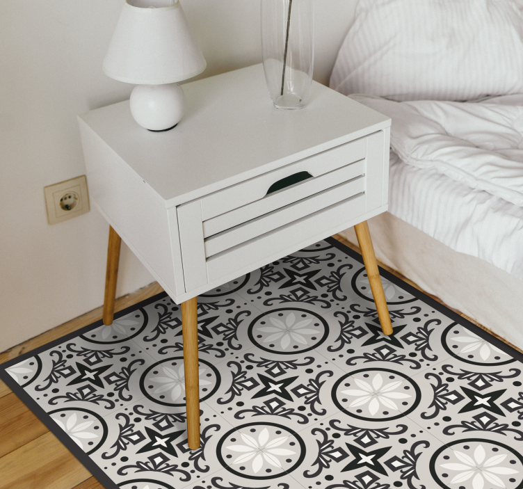 Geometric ornate design bedroom vinyl rug - TenStickers