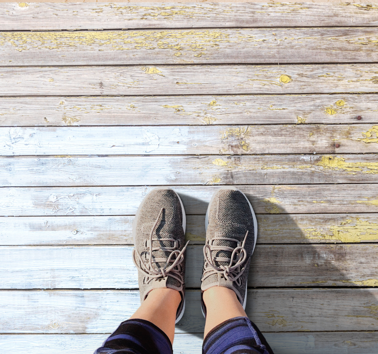 Planks painted in white wood effect vinyl rug - TenStickers