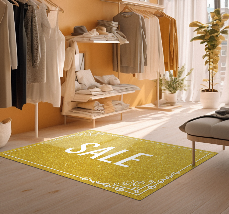 Sales Golden Texture Rectangular Floor Mat - TenStickers