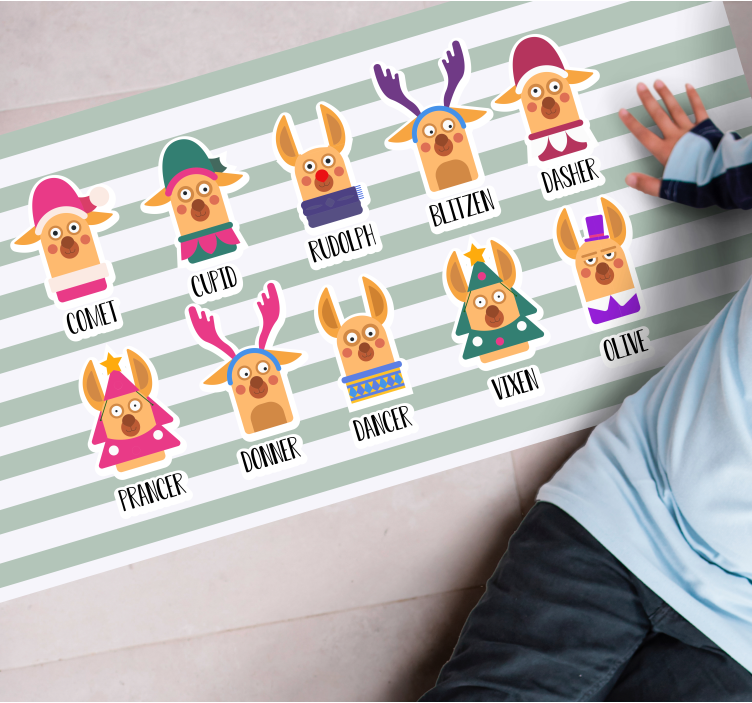 Santa's Reindeer names Christmas vinyl rug - TenStickers