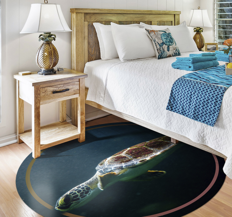 Sea Turtle Circle animal vinyl rug - TenStickers