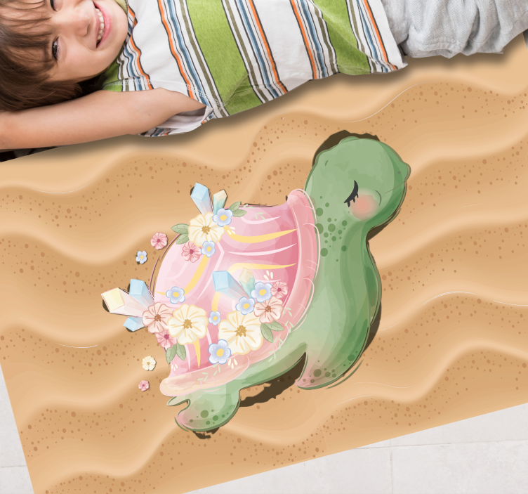 Sea Turtle Oasis kids vinyl rug - TenStickers