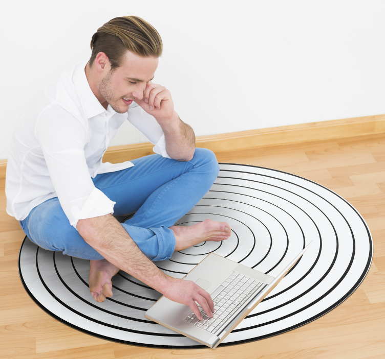 Simplistic circular design geometric vinyl rug - TenStickers