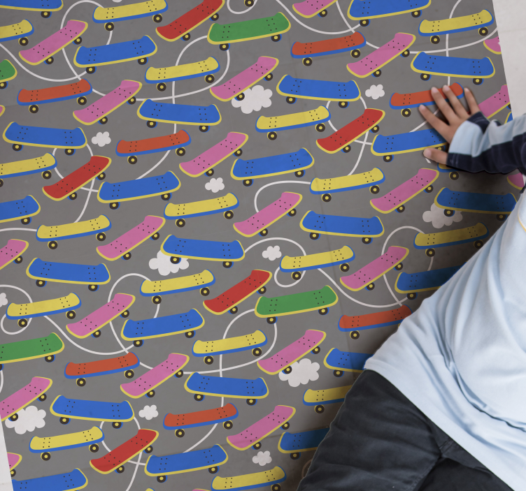 Skateboard Pattern kids vinyl rug - TenStickers