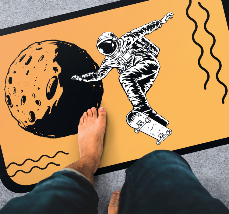 Skateboarding astronaut kids vinyl rug - TenStickers
